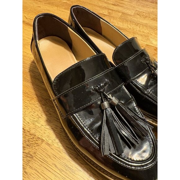 Franco Sarto Carolynn Tassel Loafers Black Patent Leather Quiet Luxury 8W - Picture 6 of 8